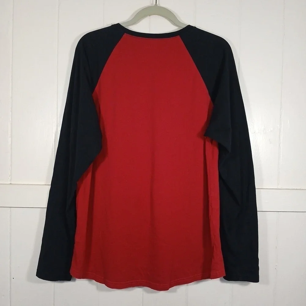 True Religion Raglan Shirt Logo Long Sleeve‎ Graphic Tee Men's Large Red Cotton